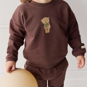 Brown Teddy Bear Sweatshirt- Jamie Kay Set Boys